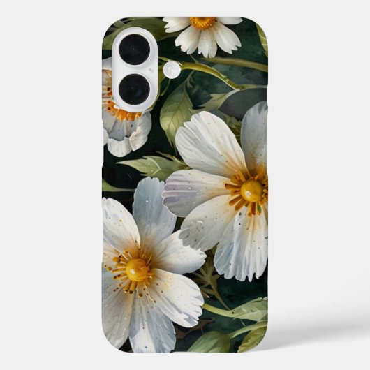 エレガントで愛らしい白い花の水彩画がおしゃれ Case-Mate iPhoneケース (裏面)