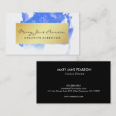 エレガントで抽象的で青い水彩画ブラシストローク 名刺 (正面/裏面)