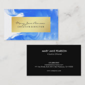 エレガントで抽象的で青い水彩画ブラシストローク 名刺 (正面/裏面)
