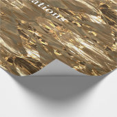 エレガントで抽象的なブラウンの金ゴールドの一見のフェスティバル ラッピングペーパー (角)