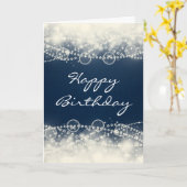 エレガントで抽象的なレースおよび真珠のハッピーバースデー カード (黄色い花)