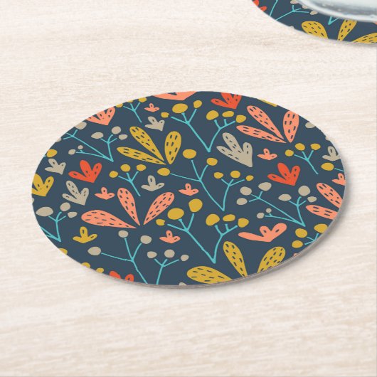 エレガントで抽象的な植物の|のコースター ラウンドペーパーコースター (アングル)