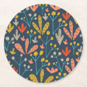 エレガントで抽象的な植物の|のコースター ラウンドペーパーコースター (正面)