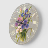エレガントで日本のな紫色のアイリス旧式なスタイル ラージ壁時計 (傾斜)