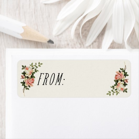 エレガントで旧式なクリームはラベルから上がりました ラベル (インサイチュ)