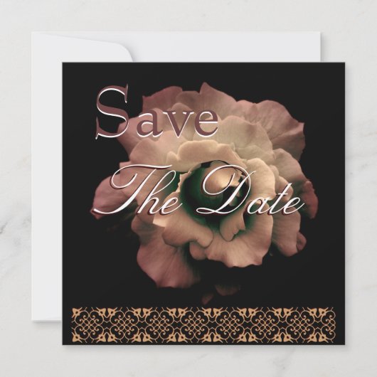 エレガントで旧式な金ゴールドのばら色の結婚式の保存の日付の招待 セーブザデート (正面)