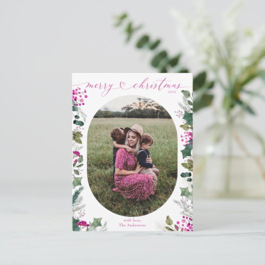 エレガントで明るいクリスマスの写真 シーズンポストカード (スタンド正面)