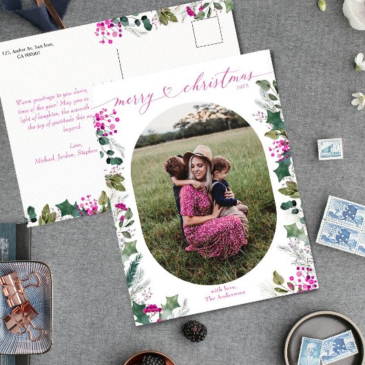 エレガントで明るいクリスマスの写真 シーズンポストカード