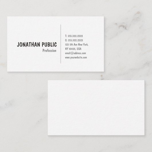 エレガントで明白でモダンでスタイリッシュでシンプルな上品 名刺 (正面/裏面)