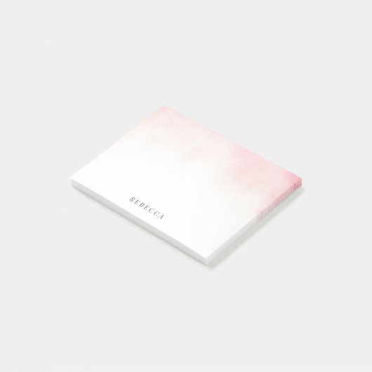 エレガントで柔らかいピンクの水彩画の洗浄 ポストイット (アングル)