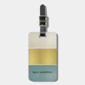 エレガントで柔らかい水の青い真珠の銀の金ゴールドのストリップ ラゲッジタグ (正面縦)