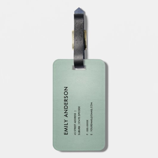 エレガントで柔らかい水の青い真珠の銀の金ゴールドのストリップ ラゲッジタグ (裏面縦)