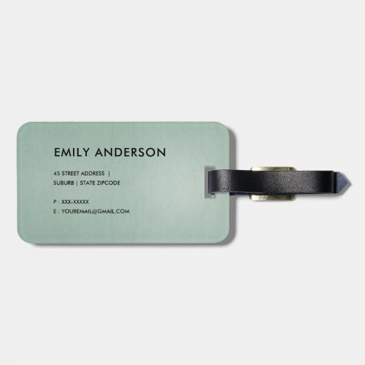 エレガントで柔らかい水の青い真珠の銀の金ゴールドのストリップ ラゲッジタグ (裏面横)