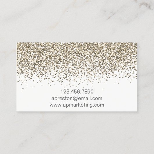 エレガントで柔らかい金ゴールドのグリッターの名刺 名刺 (裏面)