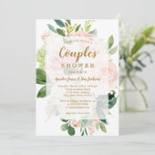 エレガントで柔らかなピーチブロッサムの結婚式ペアシャワー 招待状 (スタンド正面)