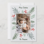 エレガントで植物学的な手描きのクリスマス写真 シーズンカード (正面)