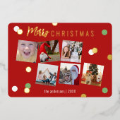 エレガントで楽しいクリスマス カスタム フォト 箔シーズンカード (正面)