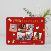 エレガントで楽しいクリスマス カスタム フォト 箔シーズンカード (立ち正面)