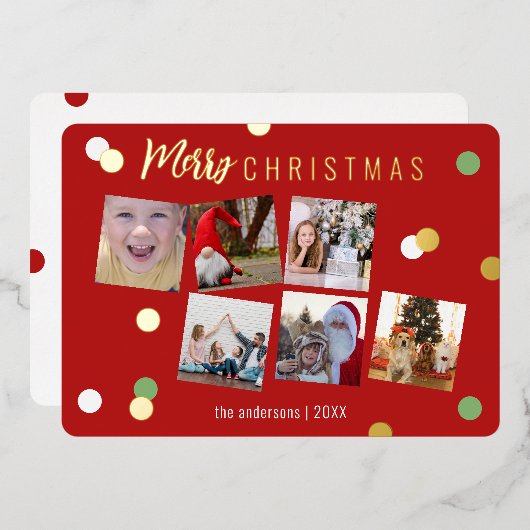 エレガントで楽しいクリスマス カスタム フォト 箔シーズンカード (正面/裏面)