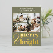 エレガントで楽しいクリスマス タイポグラフィ フォト 箔シーズンカード (立ち正面)