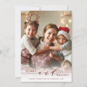 エレガントで楽しいクリスマス　赤いスクリプト写真 シーズンカード (正面)