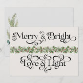 エレガントで楽しい愛と光のホリデー シーズンカード (正面/裏面)