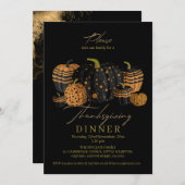 エレガントで洗練されたカボチャの感謝祭 招待状 (正面/裏面)