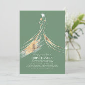 エレガントで洗練されたサググリーンのキンセアニエラ 招待状 (スタンド正面)