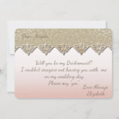 エレガントで洗練されたダマスク柄のブライズメイドカード 招待状 (裏面)