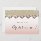 エレガントで洗練されたダマスク柄のブライズメイドカード 招待状 (正面)