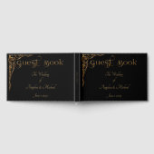 エレガントで洗練されたドラマチックなブラック＆ゴールド ゲストブック (全面)