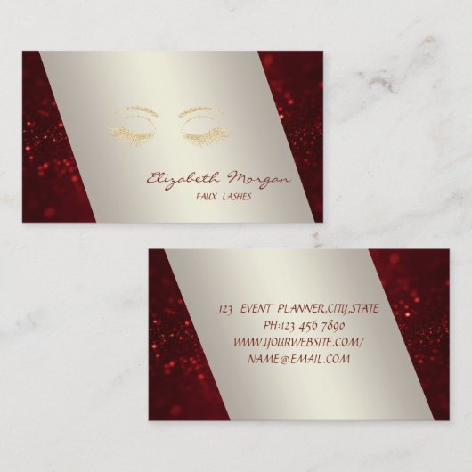 エレガントで洗練されたモダンなぼかし効果のまつげ 名刺 (正面/裏面)