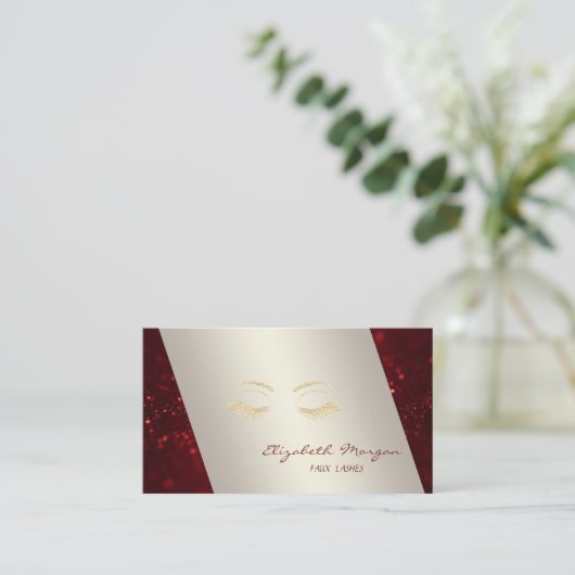 エレガントで洗練されたモダンなぼかし効果のまつげ 名刺 (スタンド正面)