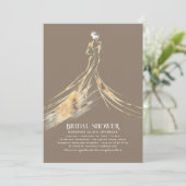 エレガントで洗練されたライトブラウンのブライダルシャワー 招待状 (スタンド正面)