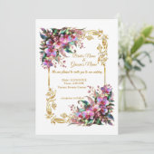 エレガントで活気のある蘭の花の結婚式 招待状 (スタンド正面)