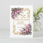 エレガントで活気のある蘭の花の結婚式 招待状 (スタンド正面)