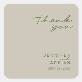 エレガントで淡いシルバー ミニマル お礼 結婚式 スクエアシール
