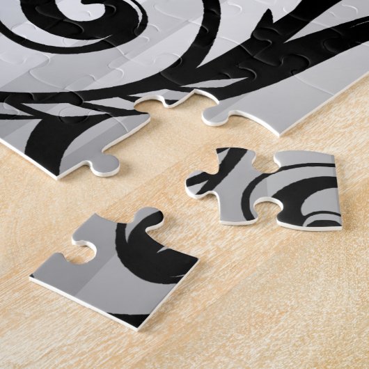 エレガントで渦巻形ので黒いおよび灰色のスタイルの提案 ジグソーパズル (側面)