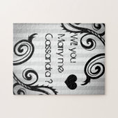 エレガントで渦巻形ので黒いおよび灰色のスタイルの提案 ジグソーパズル (横)