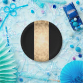 エレガントで澄んでフェイクな金ゴールドおよび黒のストライブ柄 ペーパープレート (パーティー)