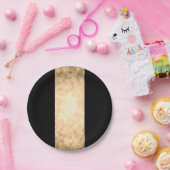 エレガントで澄んでフェイクな金ゴールドおよび黒のストライブ柄 ペーパープレート (パーティー)