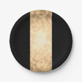 エレガントで澄んでフェイクな金ゴールドおよび黒のストライブ柄 ペーパープレート (正面)