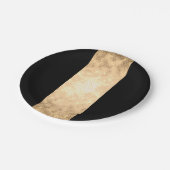 エレガントで澄んでフェイクな金ゴールドおよび黒のストライブ柄 ペーパープレート (アングル)