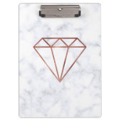 エレガントで澄んなのどのばら色の金ゴールドのダイヤモンドの白の大理石 クリップボード (正面)