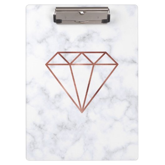 エレガントで澄んなのどのばら色の金ゴールドのダイヤモンドの白の大理石 クリップボード (正面)