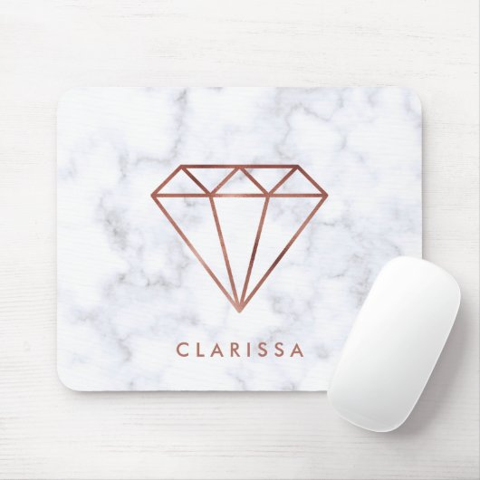 エレガントで澄んなのどのばら色の金ゴールドのダイヤモンドの白の大理石 マウスパッド (マウス)
