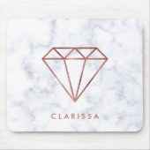 エレガントで澄んなのどのばら色の金ゴールドのダイヤモンドの白の大理石 マウスパッド (正面)