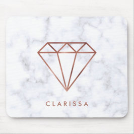 エレガントで澄んなのどのばら色の金ゴールドのダイヤモンドの白の大理石 マウスパッド