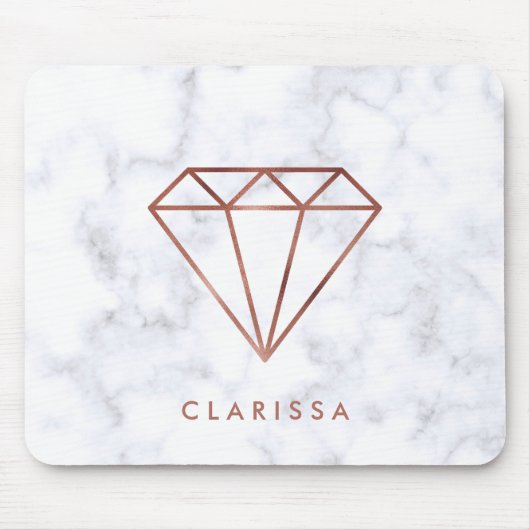 エレガントで澄んなのどのばら色の金ゴールドのダイヤモンドの白の大理石 マウスパッド (正面)