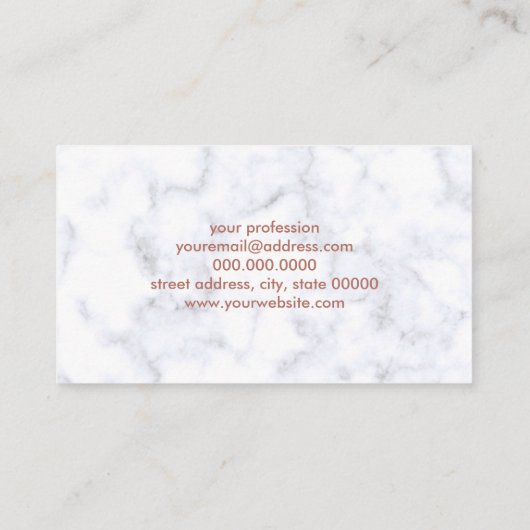 エレガントで澄んなのどのばら色の金ゴールドのダイヤモンドの白の大理石 名刺 (裏面)